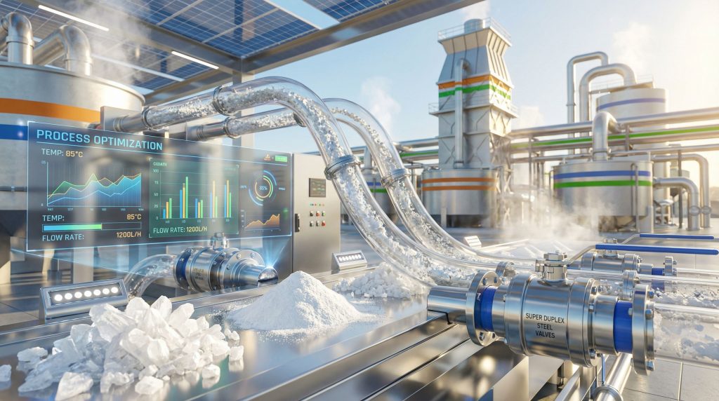 Industrial scene supporting responsible lithium production.