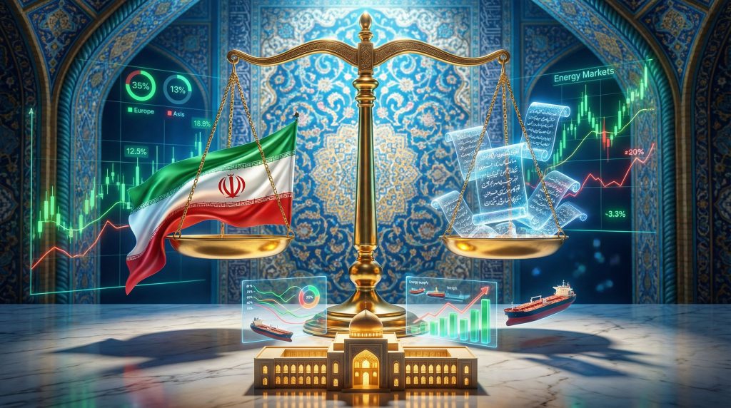 Imaginary balance depicting Iranian economy dynamics.