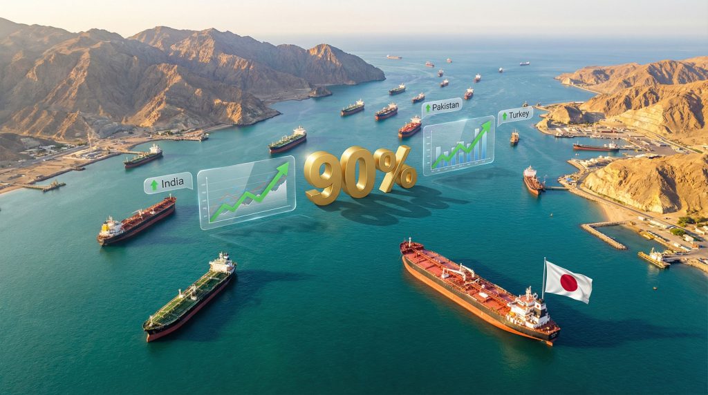 Hormuz Strait allowing Japanese vessels transit.