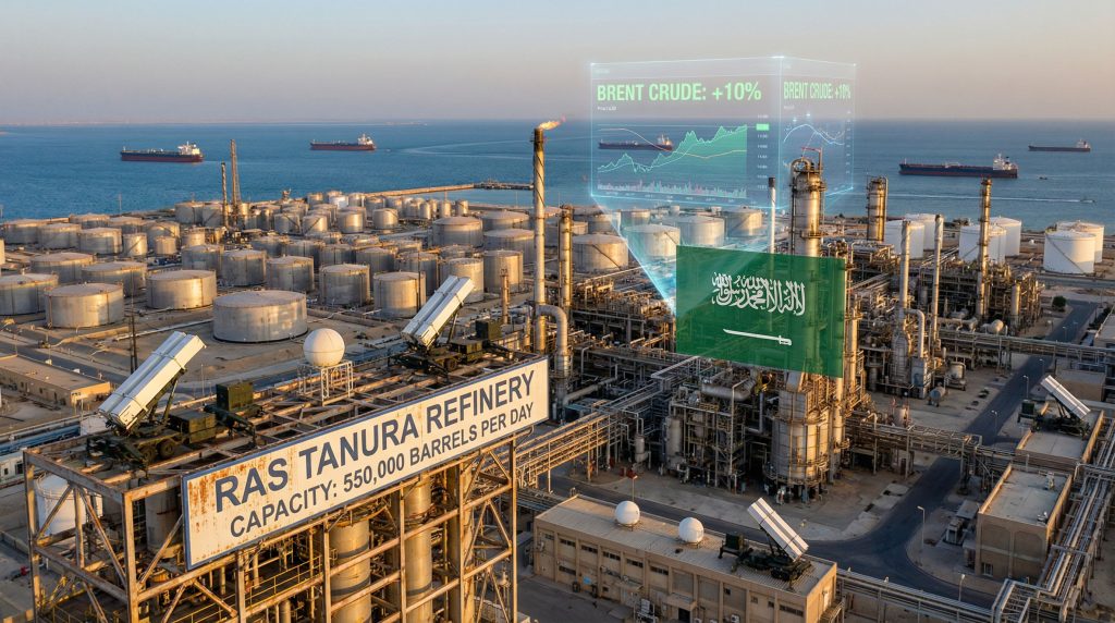 Saudi Aramco Ras Tanura refinery, drone aftermath.