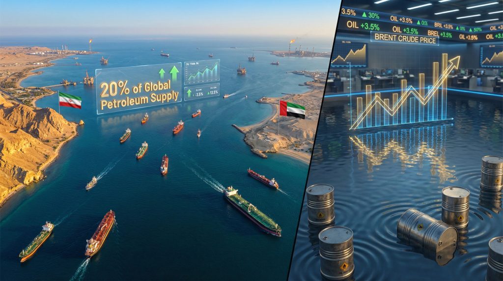 Strait of Hormuz oil disruption impacts prices.