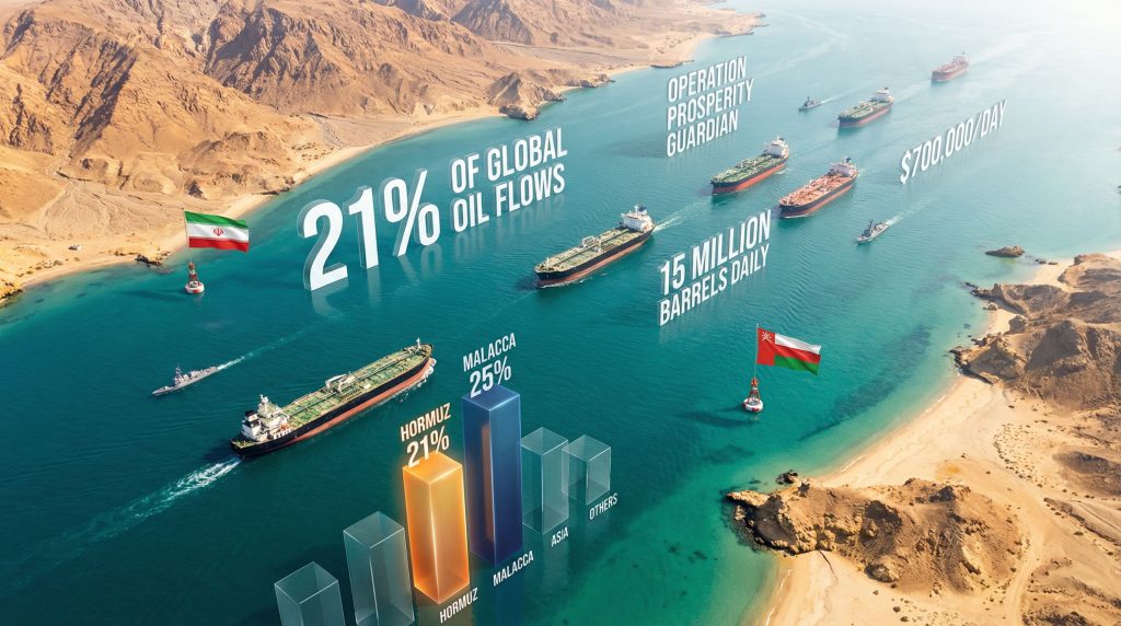 Tankers traversing Strait of Hormuz, escorted.