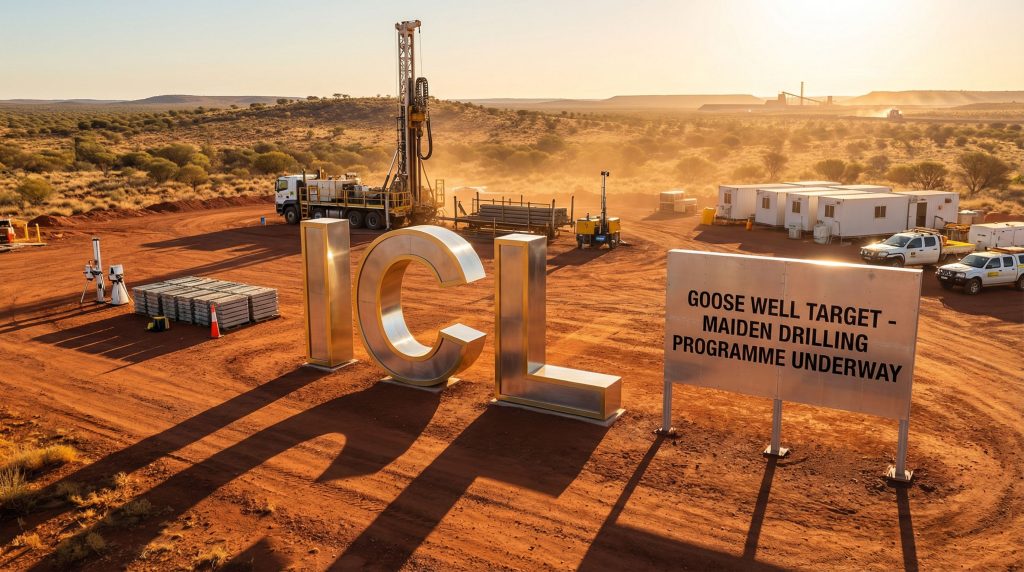 Iceni Gold Ltd-ICL-Drilling site with ICL sign installation.