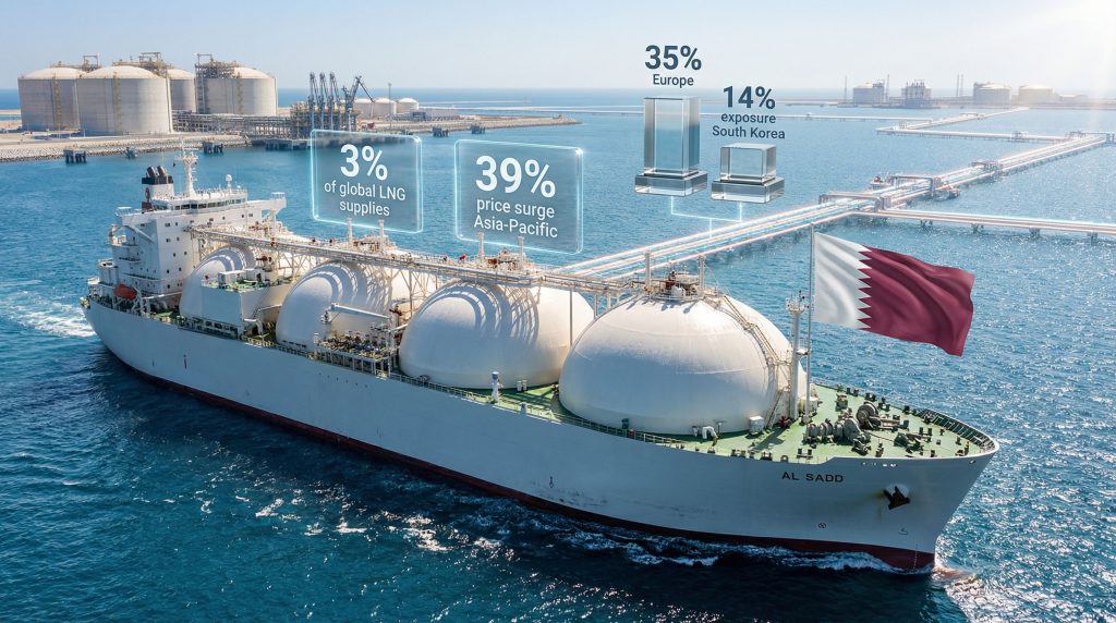 QatarEnergy LNG market shift depicted with tanker.