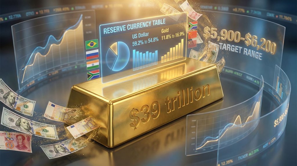 De-dollarization: Increasing gold reserves, shifting currencies.