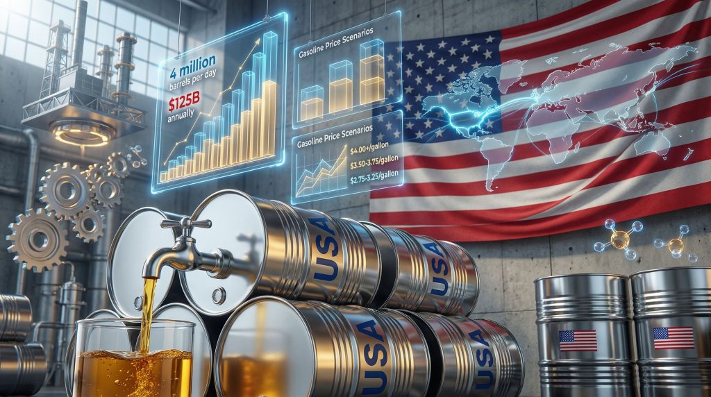 US oil barrels and export data visualization.