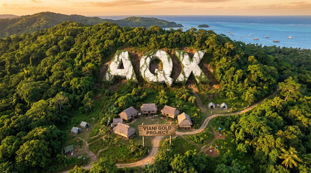Alice QUEEN Ltd-AQX-Viani Gold Project in lush landscape.