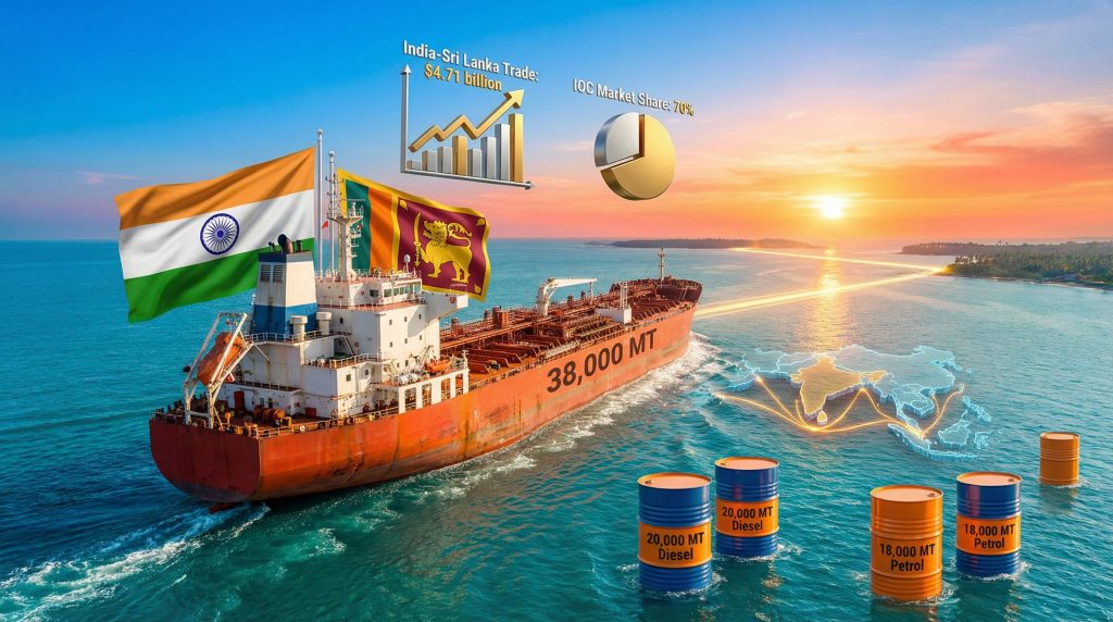 India petroleum shipment to Sri Lanka illustrated.