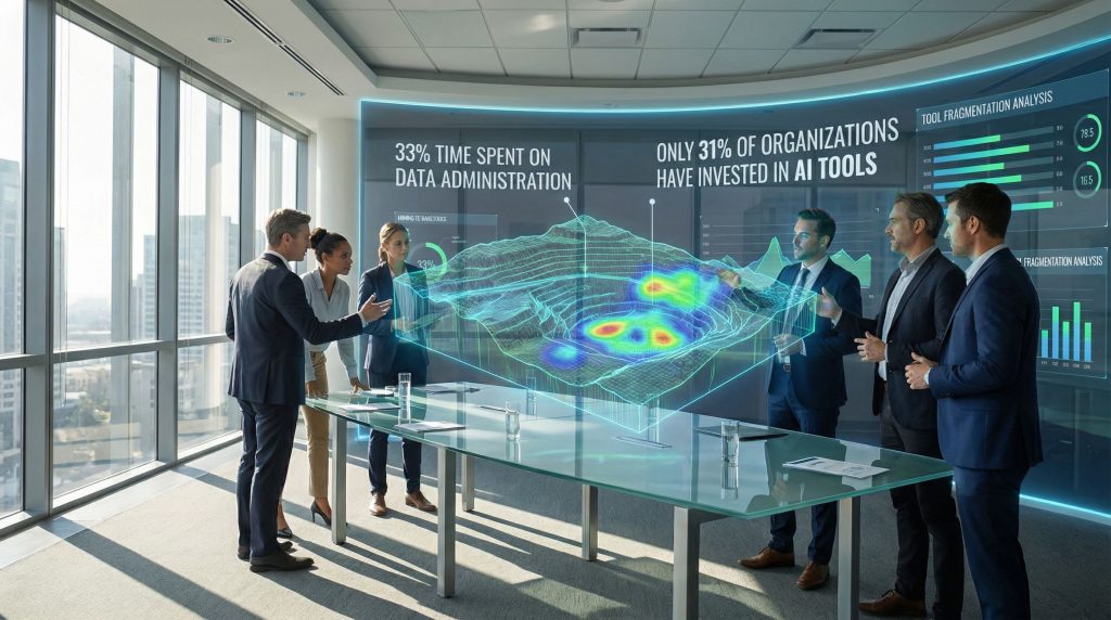 Geo-professionals analyzing complex AI data.