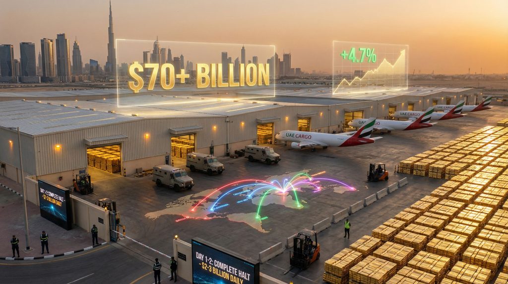 Dubai gold stockpiles impacted by conflict.