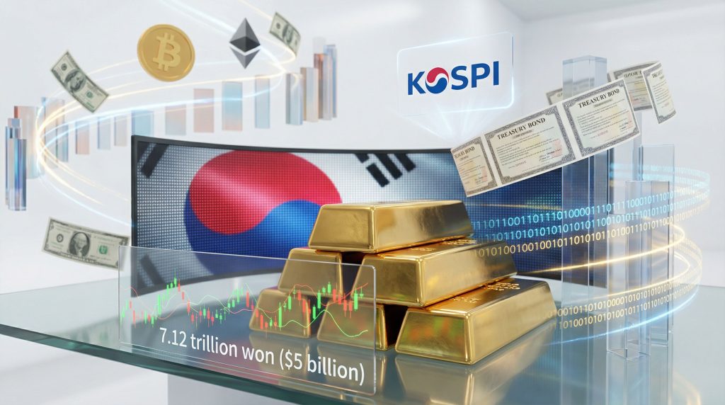 South Korea stock market dive illustration.