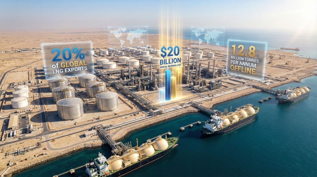Ras Laffan facilities highlight LNG export crisis.