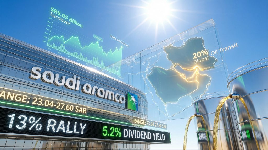 Saudi Aramco stock rally visualized with data.