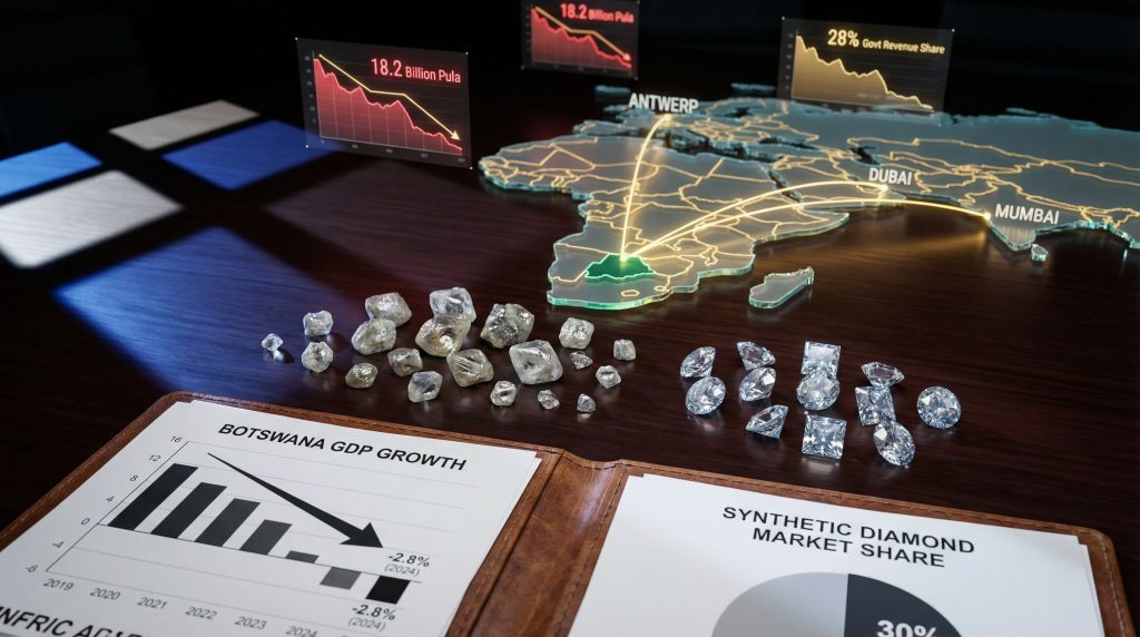 Botswana diamond market downturn impacts economy.
