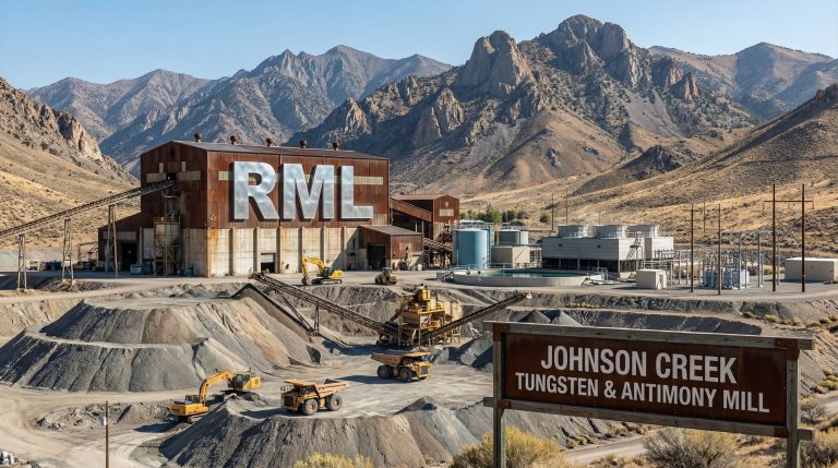 Resolution Minerals Ltd-RML-Johnson Creek mining facility in mountains.