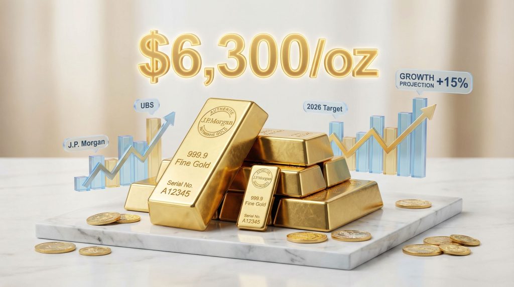 Gold price forecast 2026 shows $6,300/oz prediction.