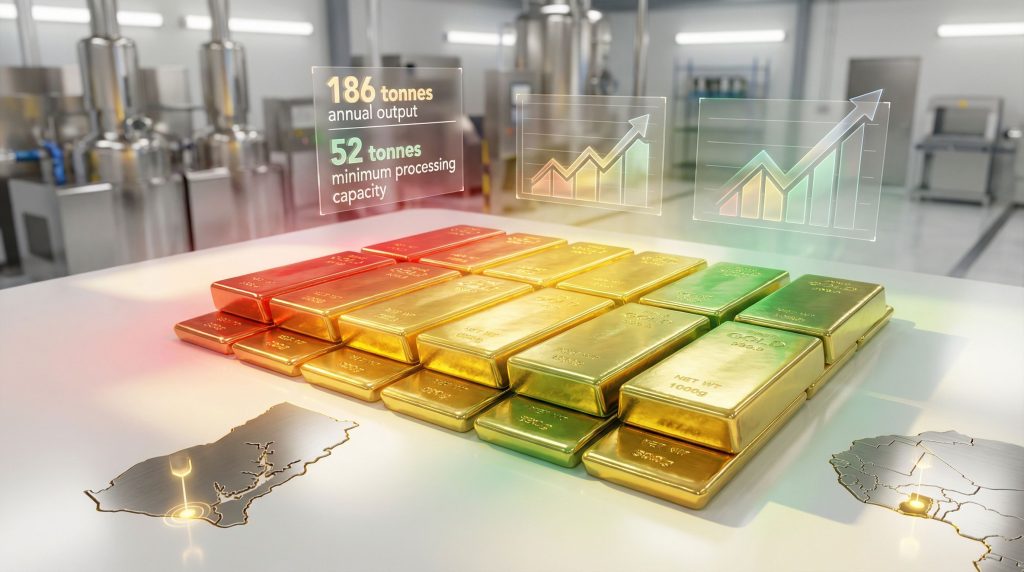 Gold bars symbolize Ghana's refining shift.