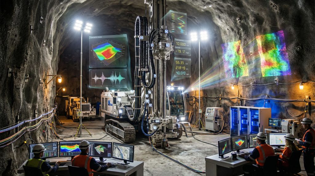 Mining control room with real-time geological insight.