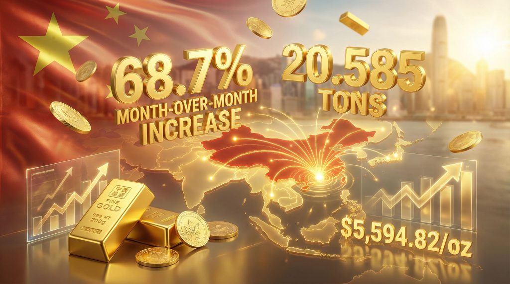 China gold imports via Hong Kong increase.