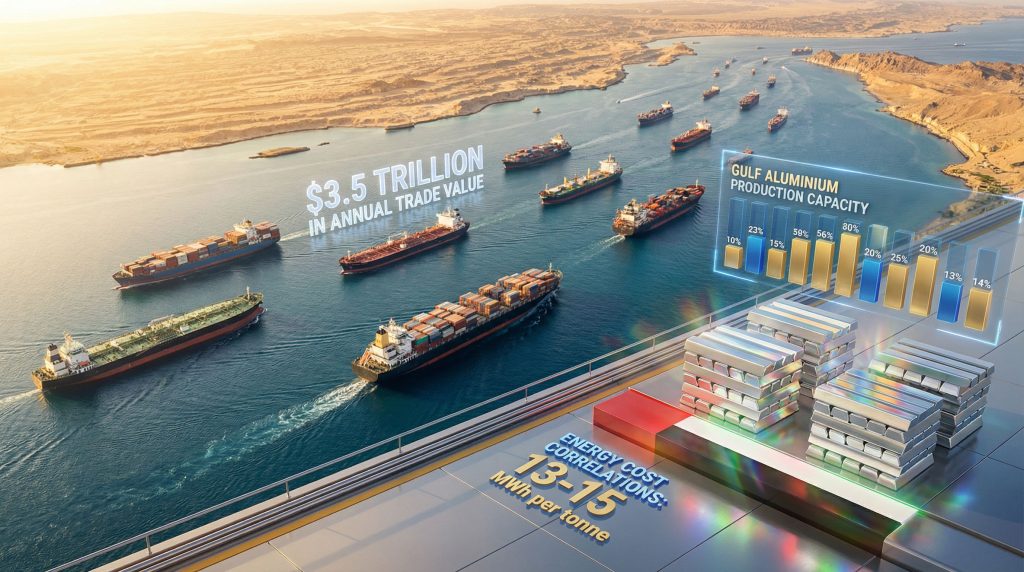 Ships traverse Hormuz, affecting aluminium prices.