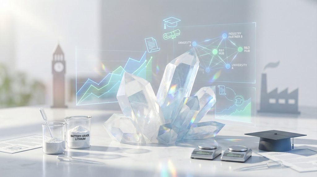 Lithium industry collaboration with crystals and graphs.