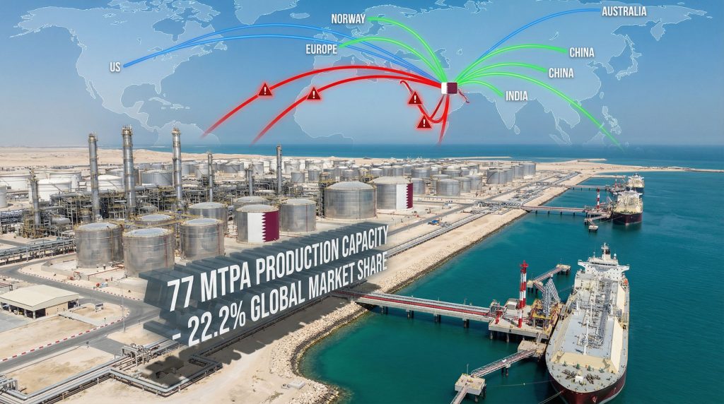 Qatar LNG production halt impacts global supply.