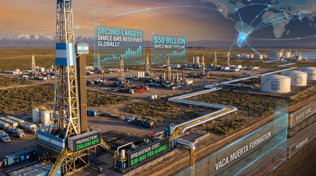 Vaca Muerta shale oil investment site overview.