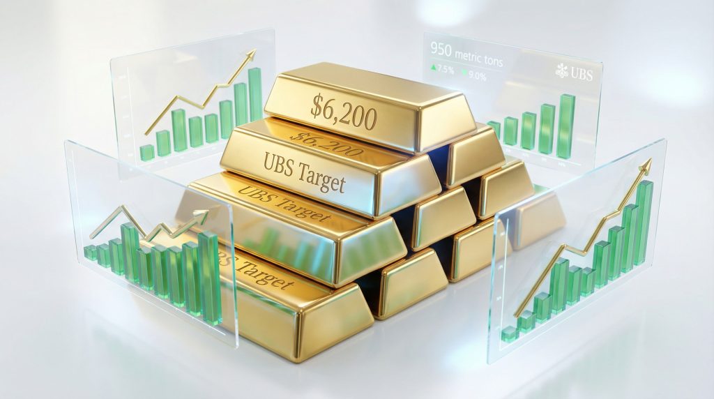 UBS gold price prediction with stacked bars.