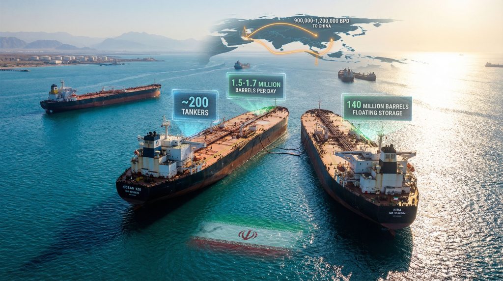 Oil tankers representing Iran's dark fleet.