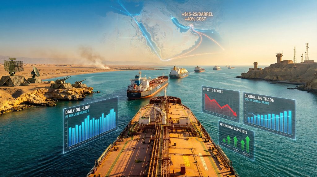 Ships navigate narrow strait route, graphics.