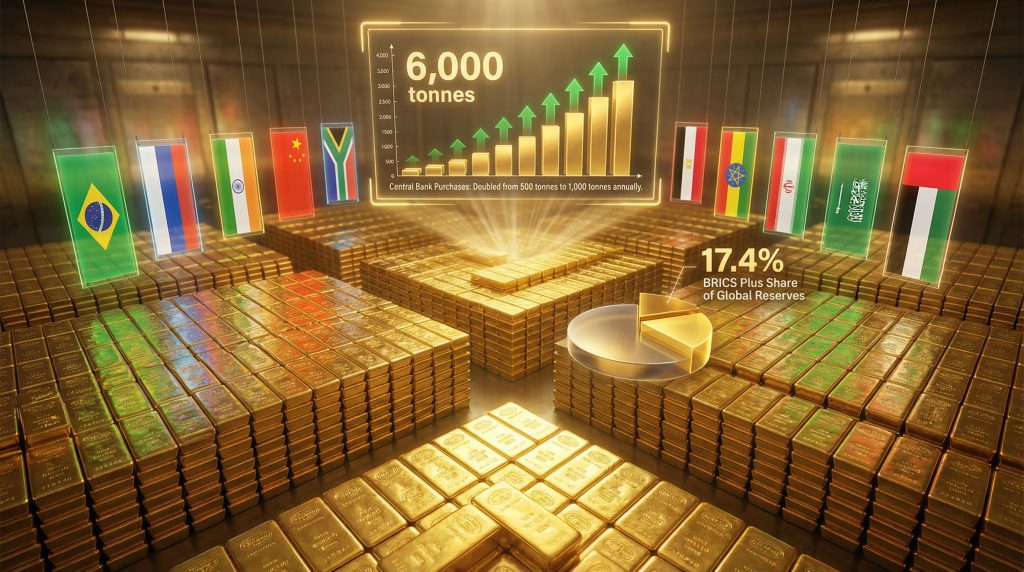 BRICS Plus gold reserves surge, 6000 tonnes.