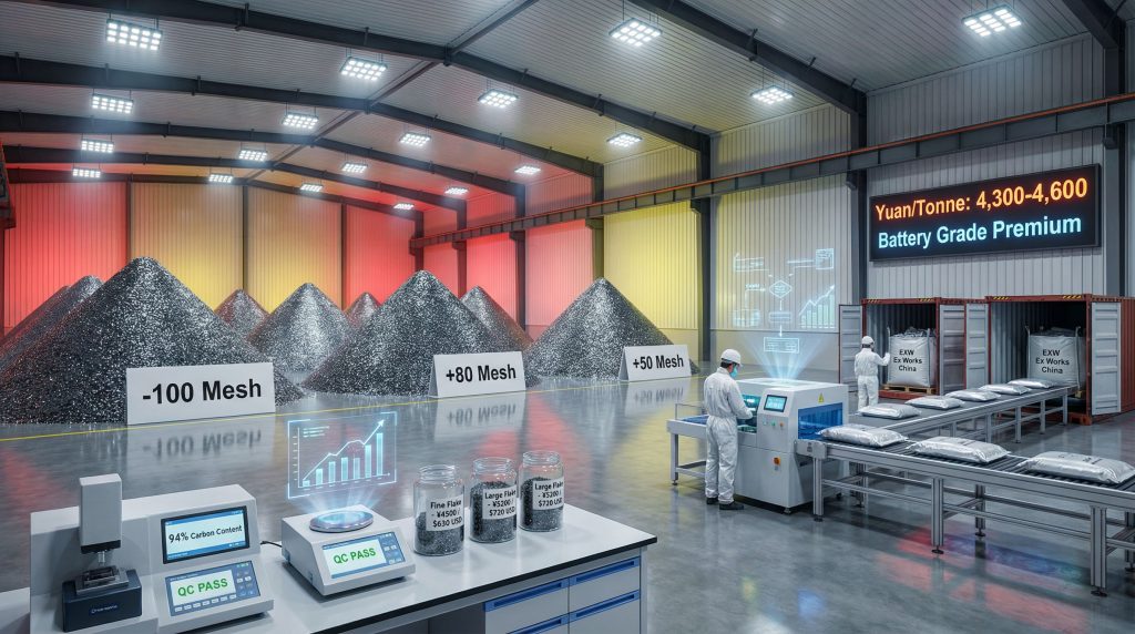 Graphite flake storage facility in China.