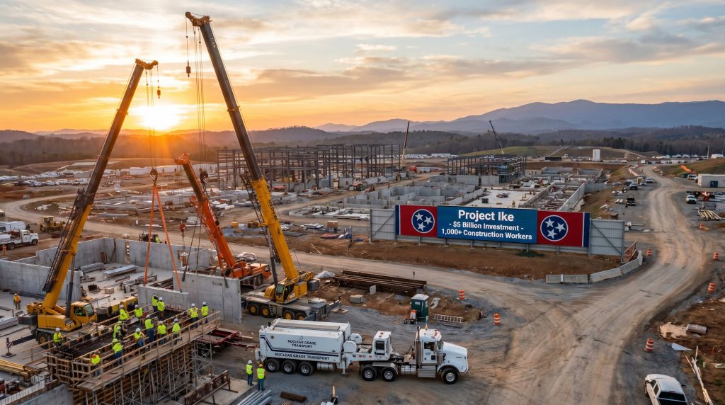Cranes working at Project Ike construction.