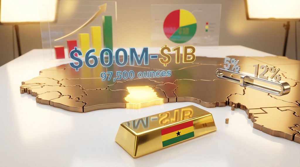 Ghana Damang gold mine profit potential visualization.
