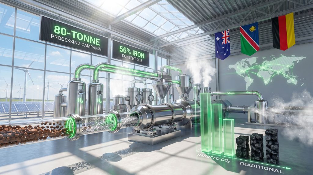 Hydrogen-based iron-ore-to-green-steel technology showcased.