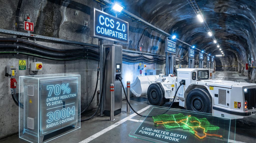 Epiroc underground mine charging system in use.