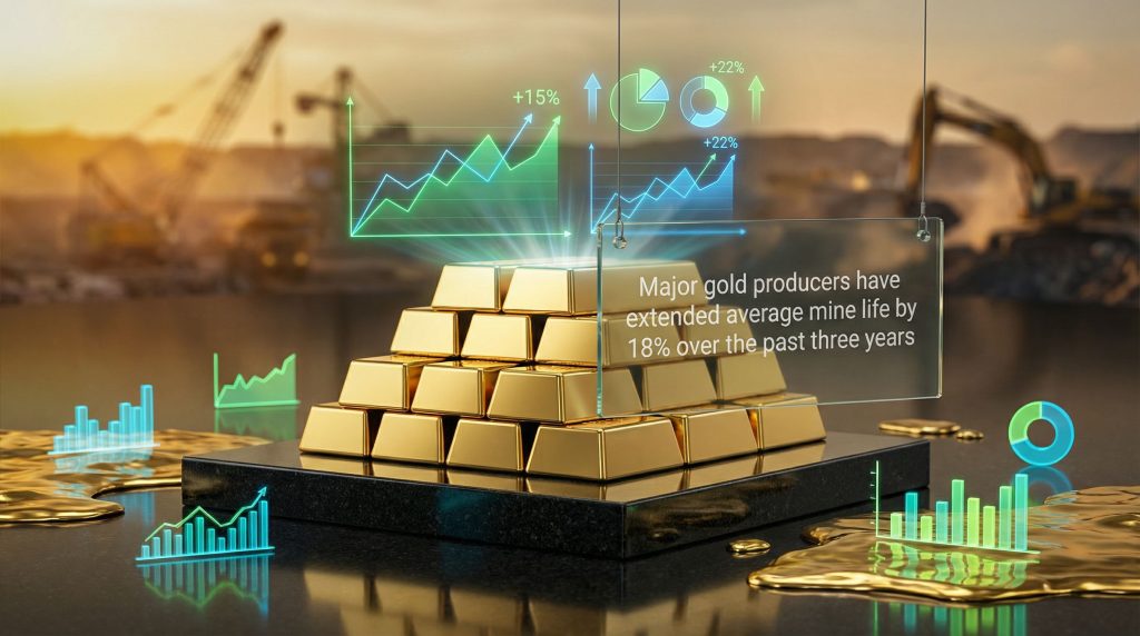 Gold-stock green shoots; growth charts and bars.