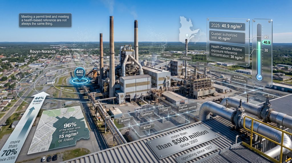 Horne Smelter arsenic levels in Rouyn-Noranda infographic