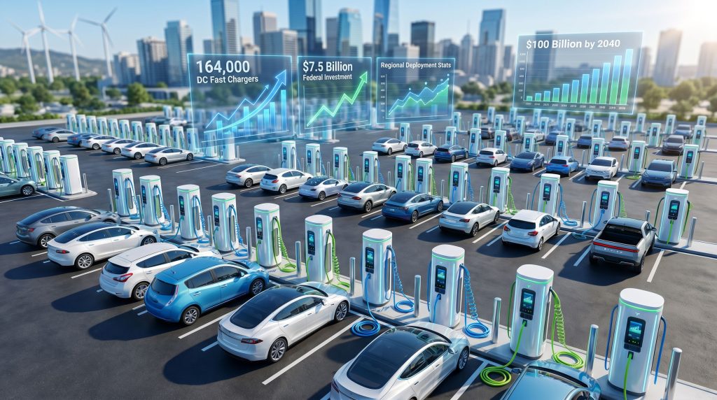 Electric vehicle charging infrastructure expansion visualized.