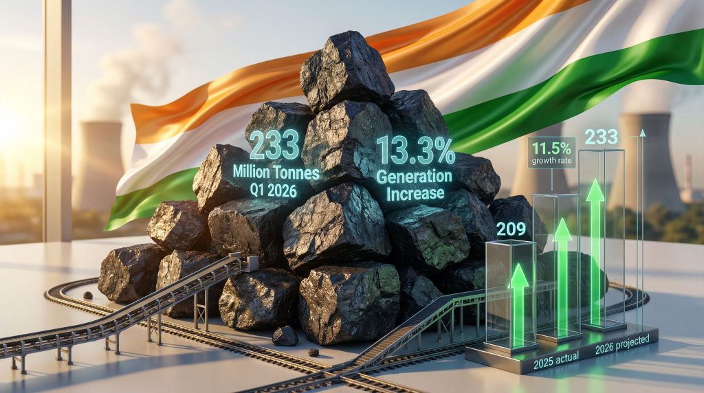 Coal demand rise in India illustration.