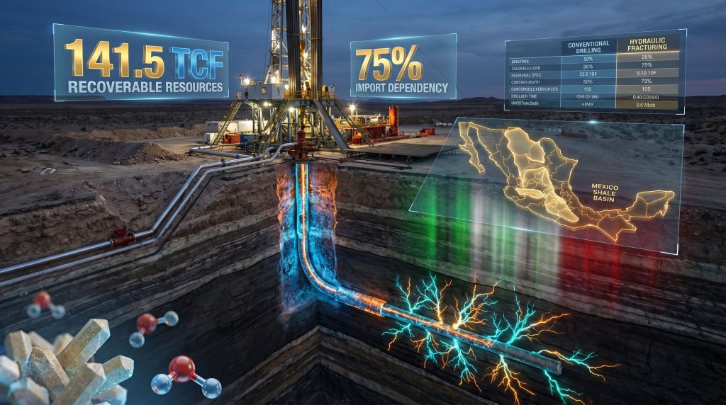 Hydraulic fracturing in Mexico: Shale basin visualization.