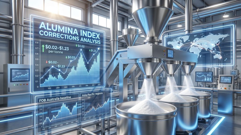 Factory displays alumina index correction analysis.