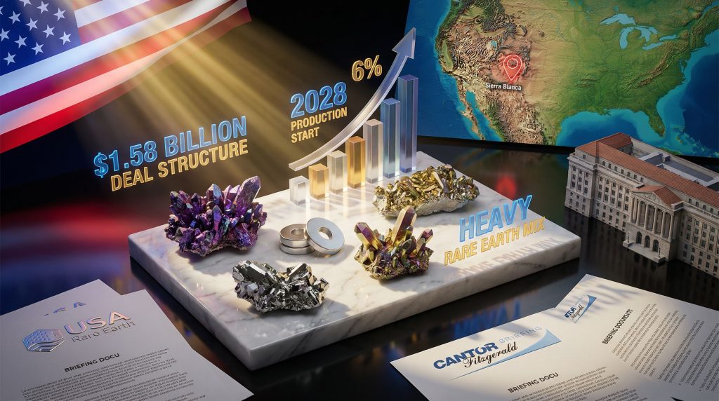 USA Rare Earth investment controversy graphic elements.