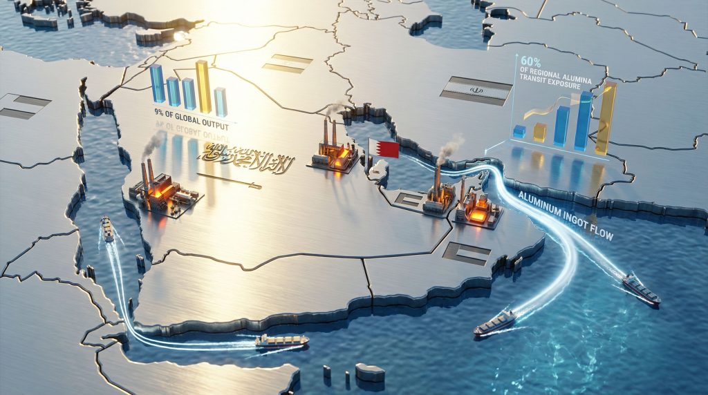 Aluminium crisis in Middle East map.