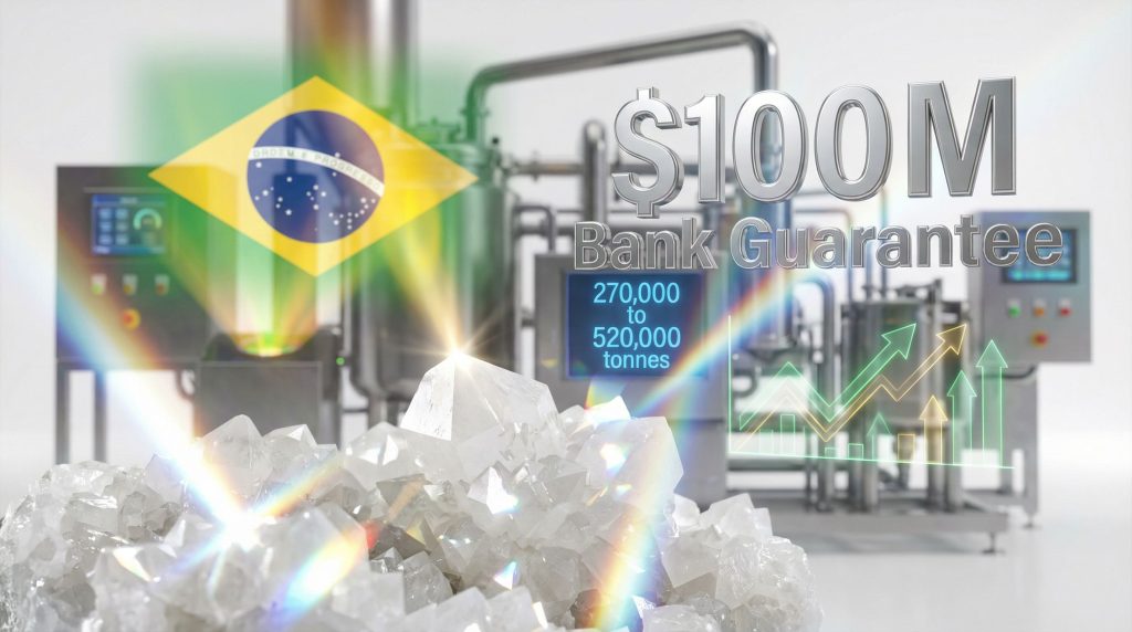 Sigma Lithium plant expansion visualization with crystals.