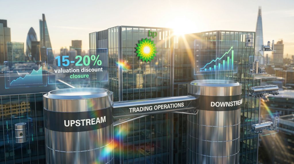 BP strategic shift visualized in cityscape.