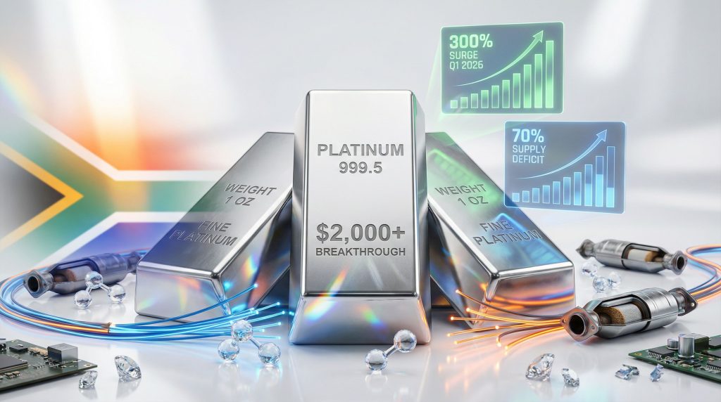 Platinum price surge represented with bars.