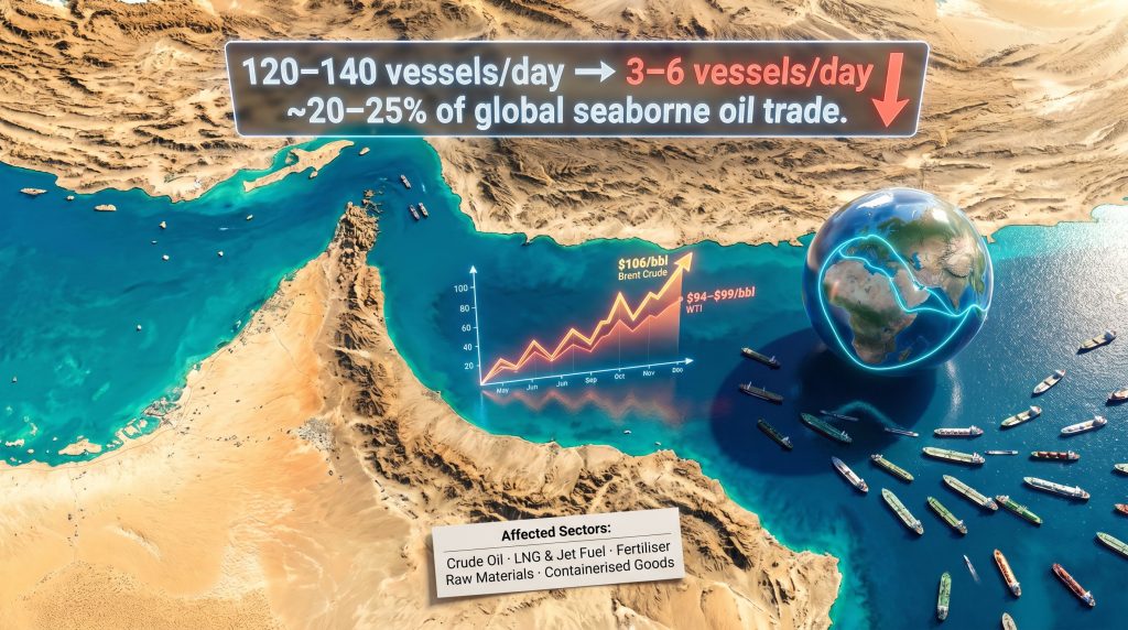 Strait of Hormuz shipping disruption impact map