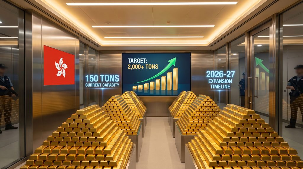Hong Kong gold storage hub with bars.
