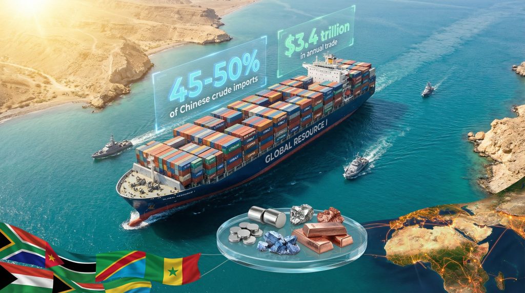 Container ship highlights US strategy against China.